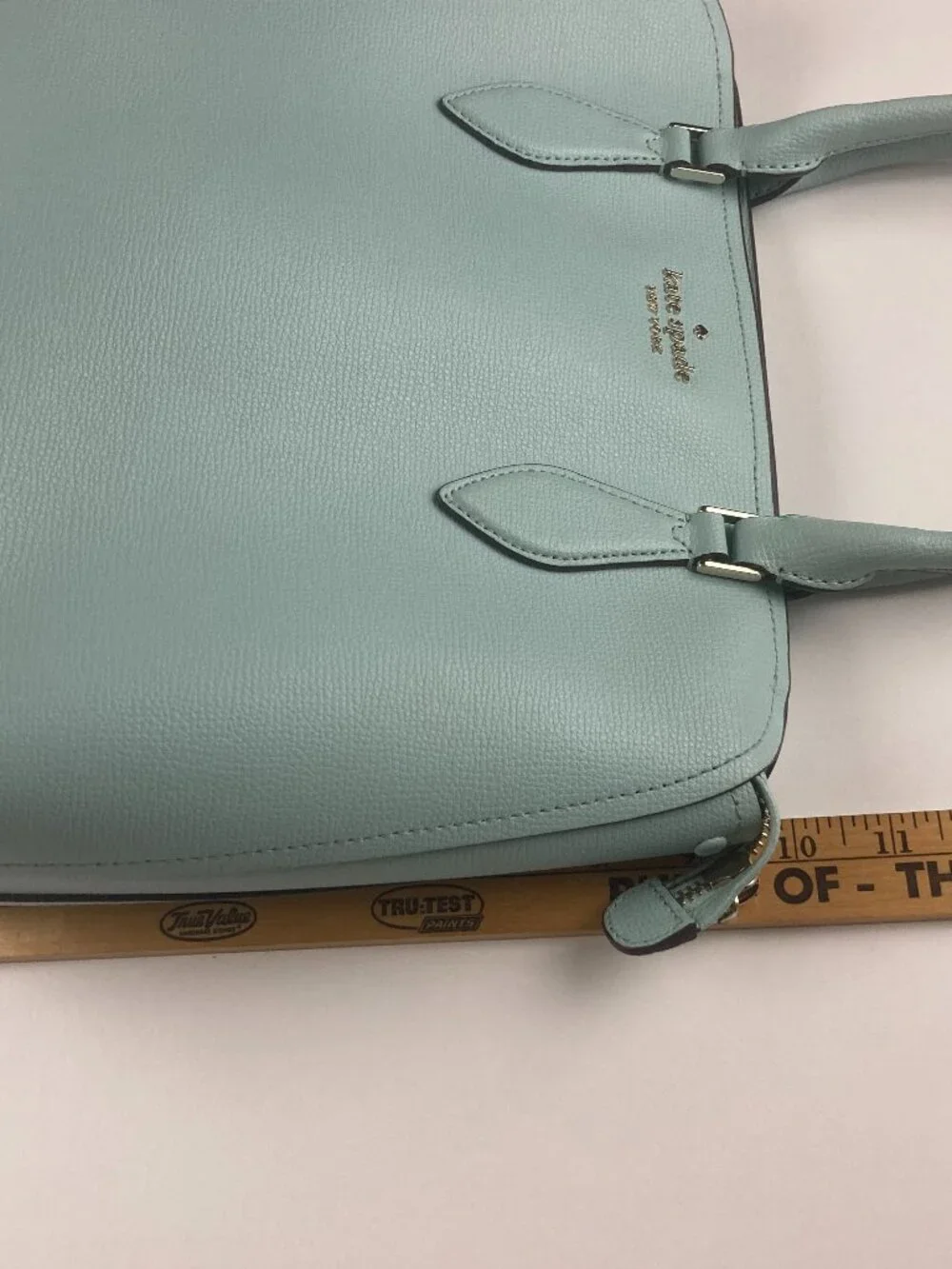 Kate Spade NY Spring Meadow Tote Bag Logo 2 Handle Purse Satchel Teal Mint Used